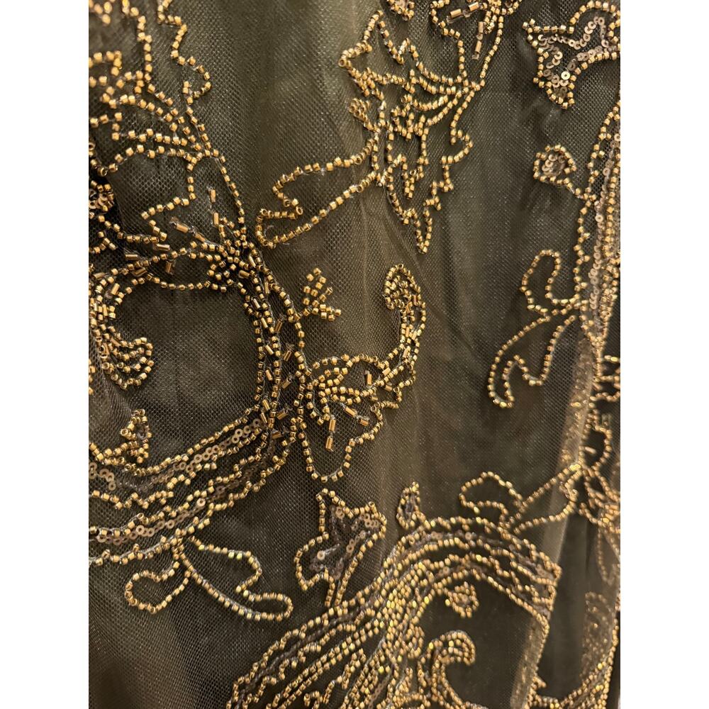 Sorella Atelier Ora beaded dress olive paisley $270 sz 4 - Picture 7 of 8